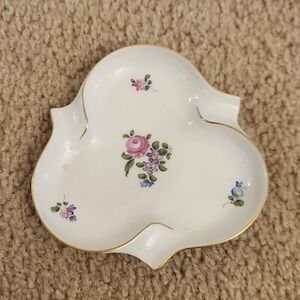 Vtg Augarten Wiener Rose Ashtray From Japan Pink Multicolor Flower